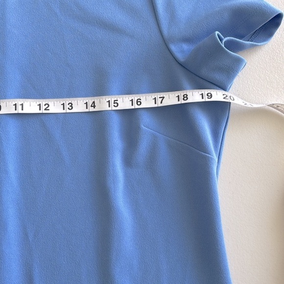 Womens Size 14 Vince Camuto Blue Tie Neck Short Sleeve Sheath Dress - Picture 10 of 11